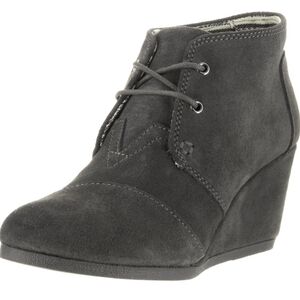 TOMS Desert Wedge Grey Suede Ankle Boots Lace Up Size 10